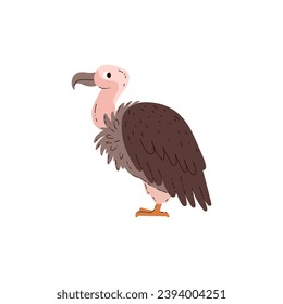 Vulture prey bird side view. Desert animal. Isolated hand drawn illustration.