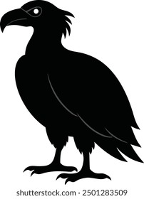 vulture silhouette vector on white, cute cartoon Vulture icon silhouette black page for kids. Vector illustration of Vulture icon silhouette black page isolated on white background.