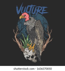 vulture and skull dark background halloween