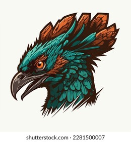 Vulture or wild animal roaring muzzle for sport team mascot. Vector isolated flat icon of wildcat Peacock predator symbol for blazon, badge or hunting nature adventure club.