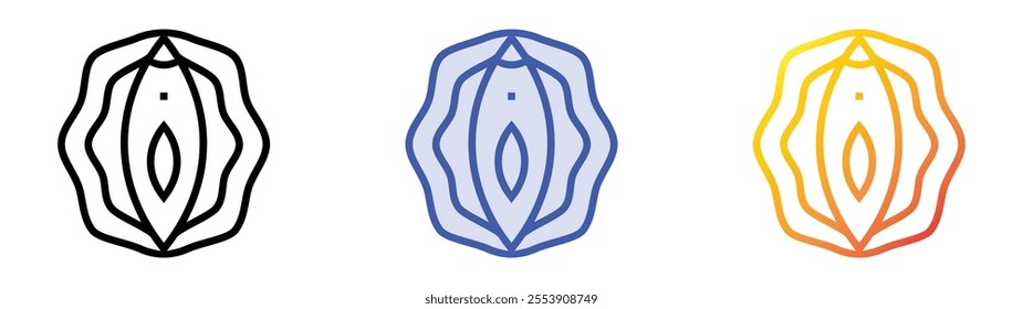 vulva icon. Linear, Blue Fill and Gradient Style Design Isolated On White Background