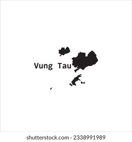 Vung Tau map and black lettering design on white background