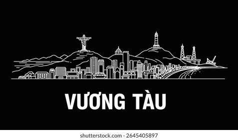 Vung Tau com o Vietnã, e preto e branco.