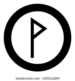 Vuno rune Wunjo symbol W win vane joy icon black color vector in circle round illustration flat style simple image