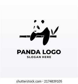 vute panda logo design with bamboo