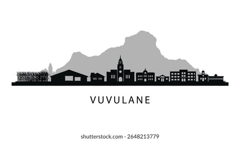 Vista de silhueta de vuvulano com vetor de paisagem urbana de Eswatini.