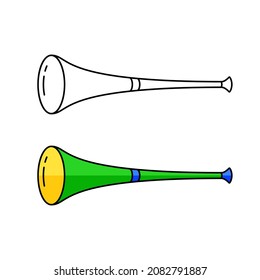 Vuvuzela, linear and color icon. Outline simple vector of sport trumpet. Contour isolated pictogram on white background