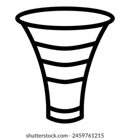 Icono de la tubería de vuvuzela contorno Vector. Instrumento musical. Cuerno soplante africano