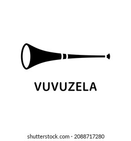 Icono de la silueta de vuvuzela. Negro simple vector de trompeta deportiva. Contexto aislado pictograma sobre fondo blanco