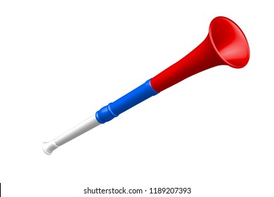 Vuvuzela trumpet football fan. Colors of the Russian flag. Vuvuzela isolated on a white background. Vector illustration