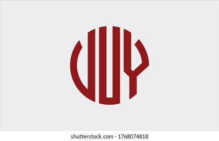 VUY circular emblem alphabet letter vector logo template