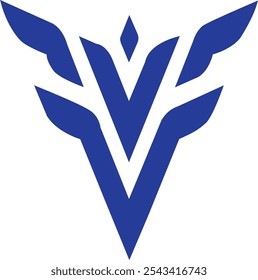 Logotipo de design de cor azul VV