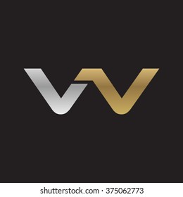 VV company linked letter logo golden silver black background
