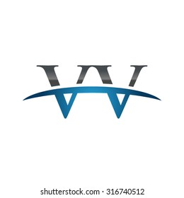 VV initial company blue swoosh logo