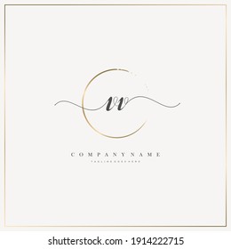 VV Initial Letter handwriting logo hand drawn template vector, logo for beauty, cosmetics, wedding, fashion and business