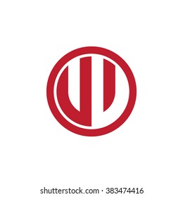 VV initial letters circle business logo red