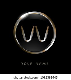 VV initial letters with circle elegant logo golden silver black background