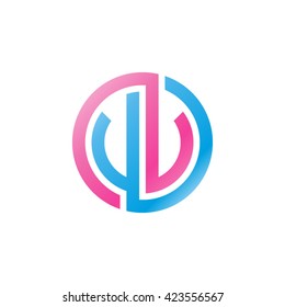 VV initial letters looping linked circle logo pink blue