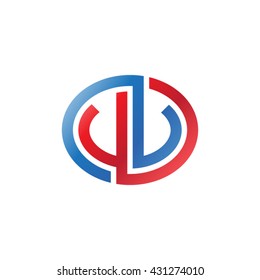 VV initial letters looping linked ellipse logo red blue