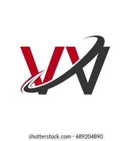 VV initial logo company name colored red and black swoosh design, isolated on white background. vector logo for business and company identity.