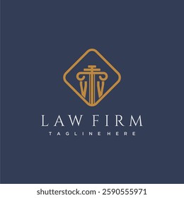 VV initial monogram logo for lawfirm with pillar in creative square design