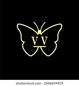 VV Initials Ilustración vectorial de logotipo de mariposa de lujo