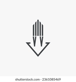 Ilustración del material del logotipo inmobiliario de las iniciales VV. vector de logotipo