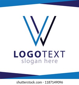 VV Letter Line Logo Element