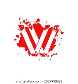 VV Letter Splatter logo.  Abstract Design concept blood splash  with hidden letter double V logo icon for initial, company identity and more brands.