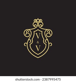 VV line vintage initial logo in high quality professional design that will print well across any print media