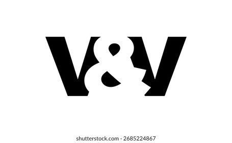 VV-Logo-Design in fettgedrucktem Stil. Schwarz-weißes Identitätssymbol. Modernes Typografie-Emblem. Symbol für Unternehmensbranding. Minimale Geschäftsvorlage.