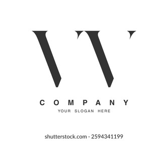 VV logo design. Initial letter v and v serif font style. Creative classic company name typography. Trendy logotype or identity. Vector illustration.