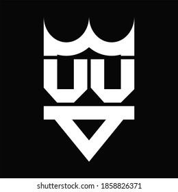 VV-Logo-Monogramm mit Kronform einzeln auf schwarzem Hintergrund