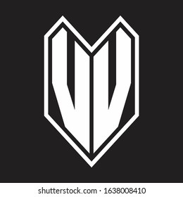 VV Logo monogram with emblem line style isolated on black background