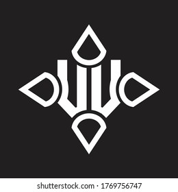 VV Logo monogram with four cone rounded by the shape design template