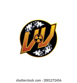 Logotipo VV Monograma Gaming con forma de gas plantilla de diseño vector icono moderno