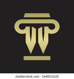 VV Logo monogram with pillar style design template with gold colors