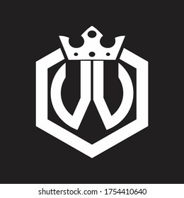 VV Logo monogram rounded by hexagon shape with crown design template