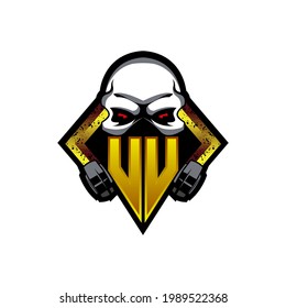 VV Logo monogram with Skull Shape designs template