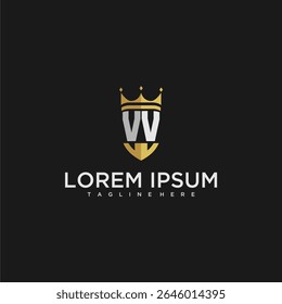 VV luxury letter monogram for crown and shield logo design