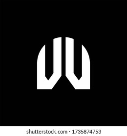 VV monogram logo with curve shape design template isolated on black background