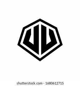 Logotipo de monograma VV con forma hexagonal y plantilla de diseño de estilo redondeado en línea aislado en fondo blanco