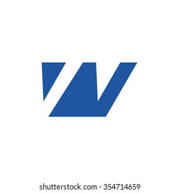 VV negative space letter logo blue