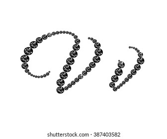 Vv in stunning Onyx Script precious round jewels, isolated on white. Vector EPS-10 file, transparency used. 