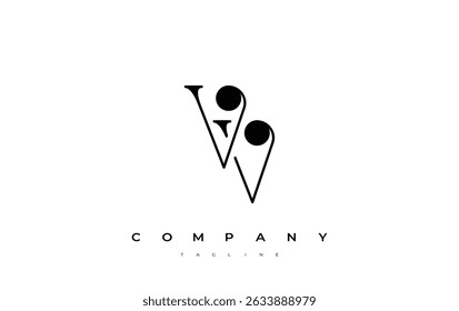 VV Typography Diseño de Logo. Representación de diseño de monograma con estilo que presenta las letras V y V combinadas en un estilo artístico característico, ofreciendo una representación visual única y creativa.