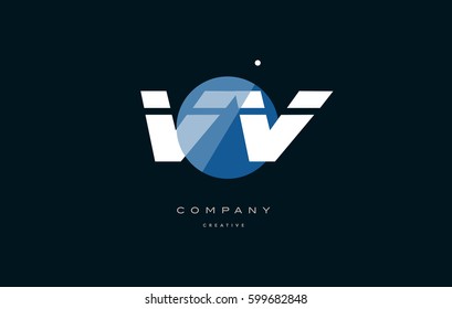 vv v  blue circle dot big font alphabet company letter logo white design vector icon template 