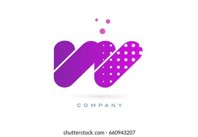 vv v pink dots dotted letter logo alphabet creative company vector icon design template