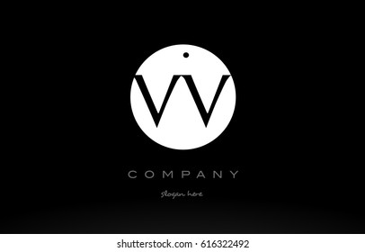 VV V simple black white circle background alphabet company logo design vector icon template