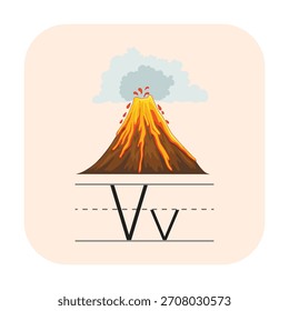 Vv para Vulcão vetor para crianças
