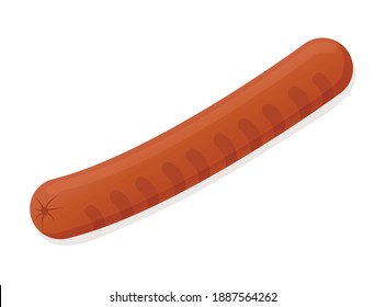 VVector flat illustration of grilled american sausage for advertising, web, menu, restaurant, banner, poster.